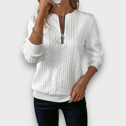 Solena – Cable-Knit Zip Front Sweater - Seldom Seen Styles