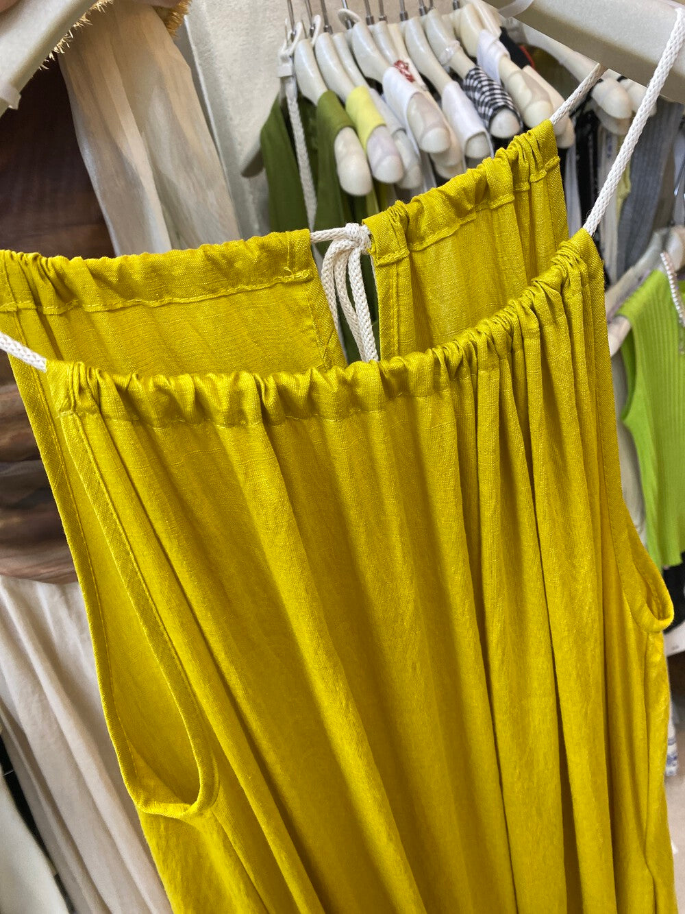 Solid Color Sleeveless Halter Neck Maxi Dress Drawstring Tie Flowy Summer Beach Dress with Pockets - Seldom Seen Styles