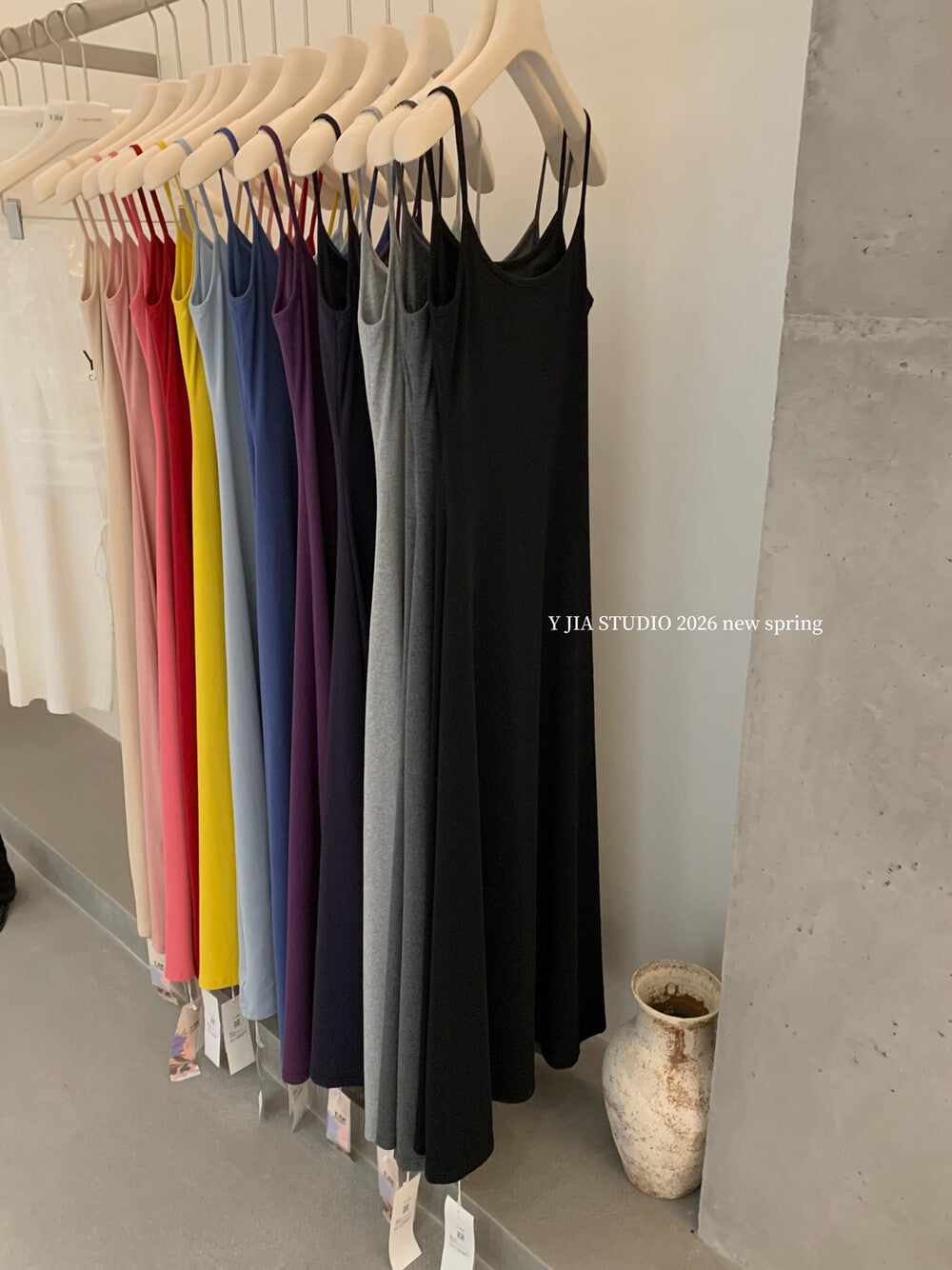 Solid Color Spaghetti Strap Maxi Dress with Built-in Non-Removable Bra Pad Dopamine Color Slim Fit Sleeveless Summer Dress - Seldom Seen Styles