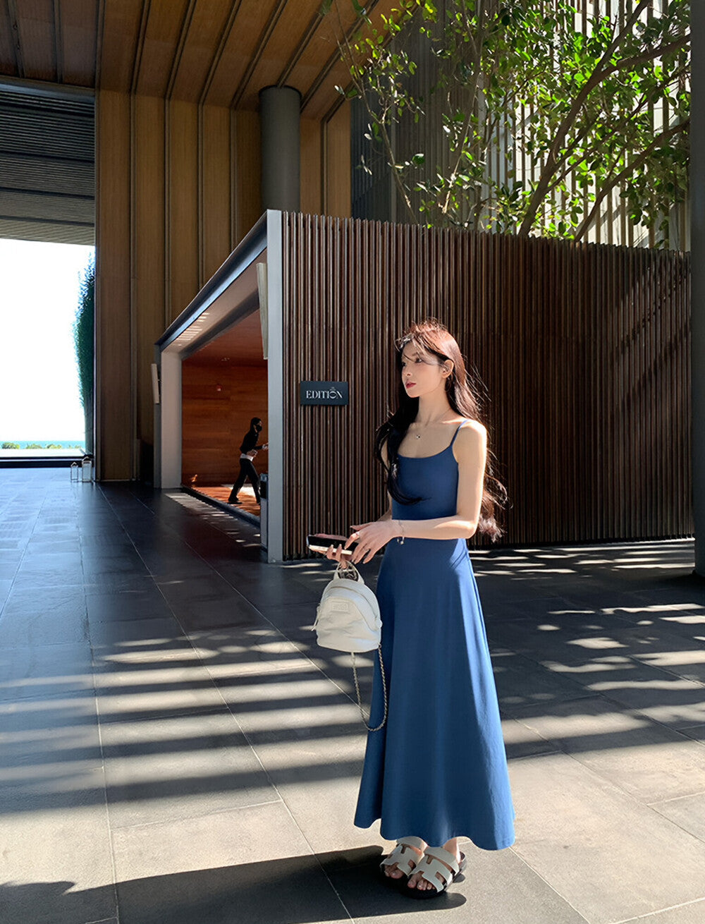 Solid Color Spaghetti Strap Maxi Dress with Built-in Non-Removable Bra Pad Dopamine Color Slim Fit Sleeveless Summer Dress - Seldom Seen Styles