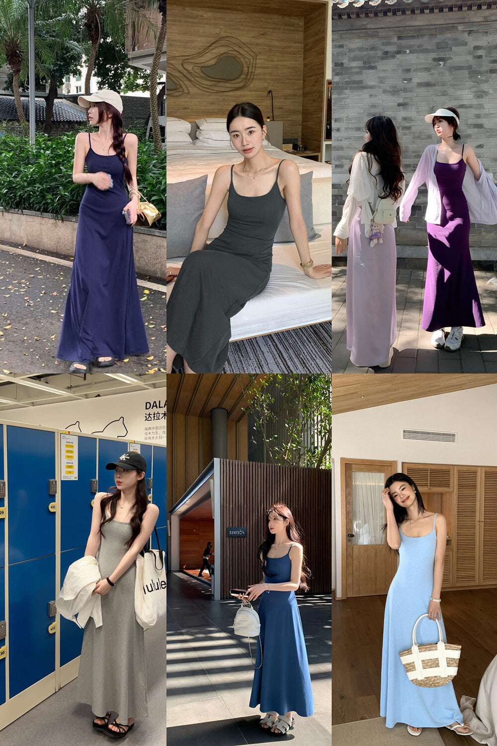 Solid Color Spaghetti Strap Maxi Dress with Built-in Non-Removable Bra Pad Dopamine Color Slim Fit Sleeveless Summer Dress - Seldom Seen Styles