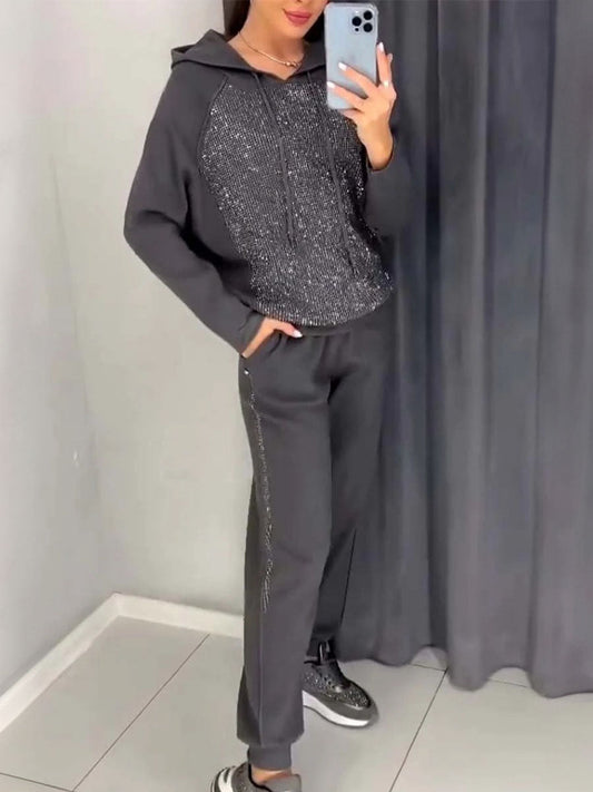 Sparkle Chic Hoodie Jogger Set - Seldom Seen Styles
