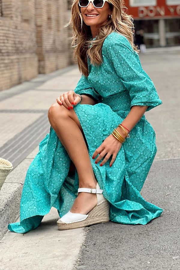 Special Treat Printed Elastic Waist Shirt Maxi Dress - Seldom Seen Styles