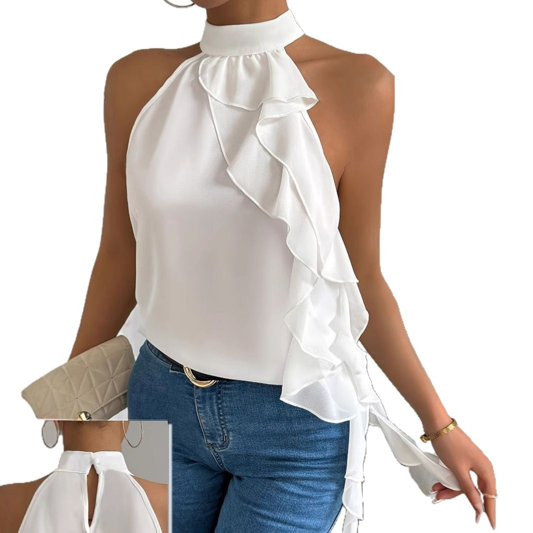 Spring and summer women's backless niche neck sleeveless vest shirts, tops - Seldom Seen Styles