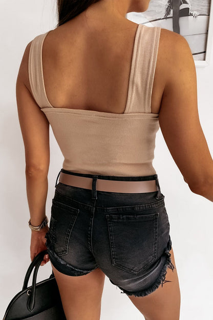 Débardeur basique en tricot à col carré et dos nu