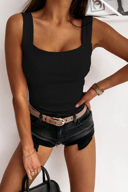 Débardeur basique en tricot à col carré et dos nu