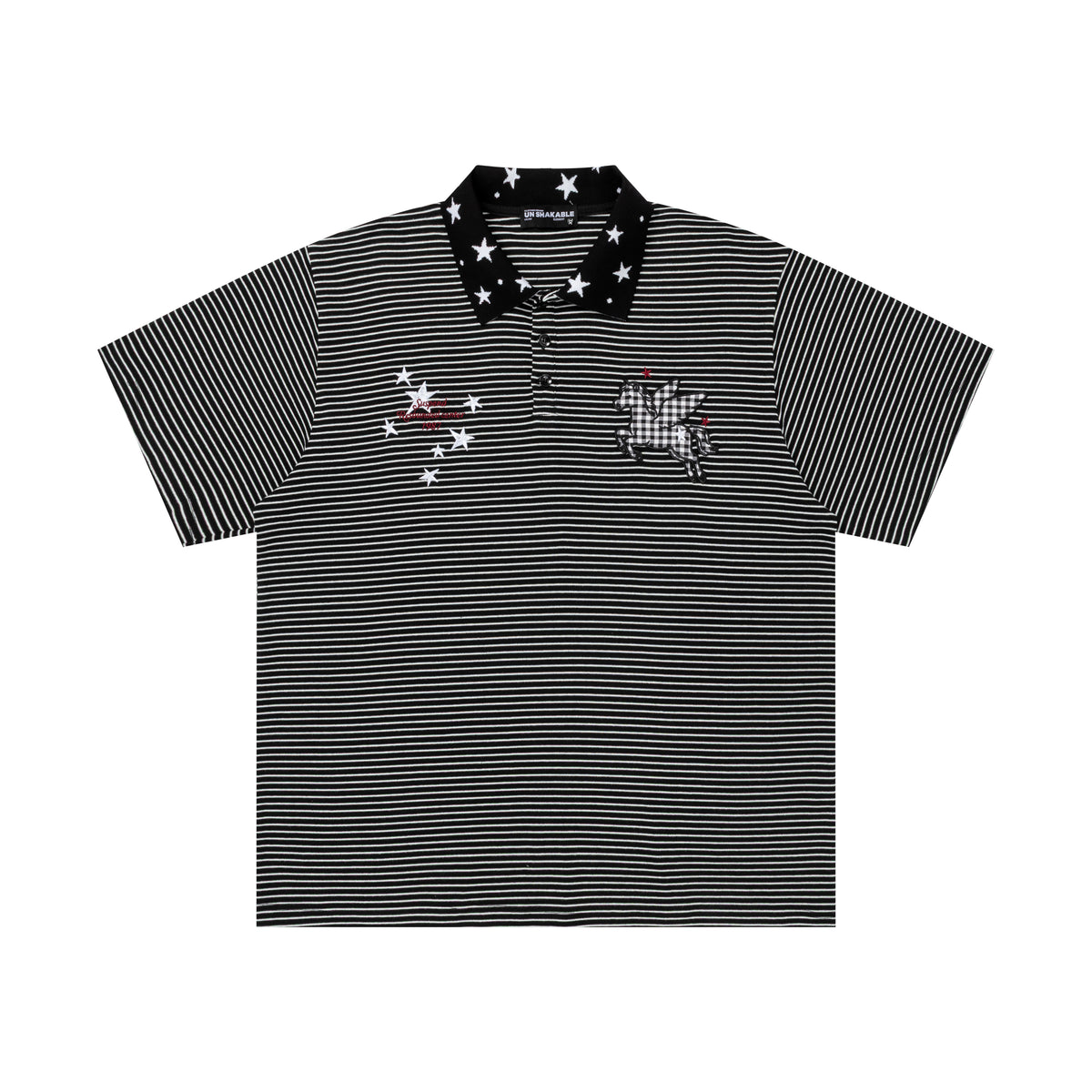 Star Collar Striped Pegasus Polo Shirt - Seldom Seen Styles