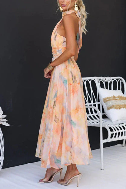 Stephanie | Elegant Watercolour Maxi Dress for Summer