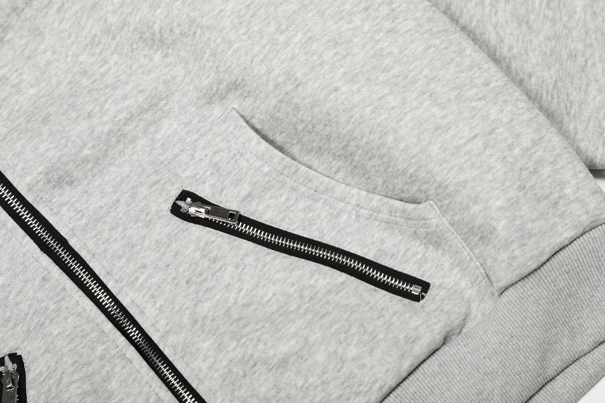 Stitched Rivet Doberman Zip-Up Hoodie - Seldom Seen Styles