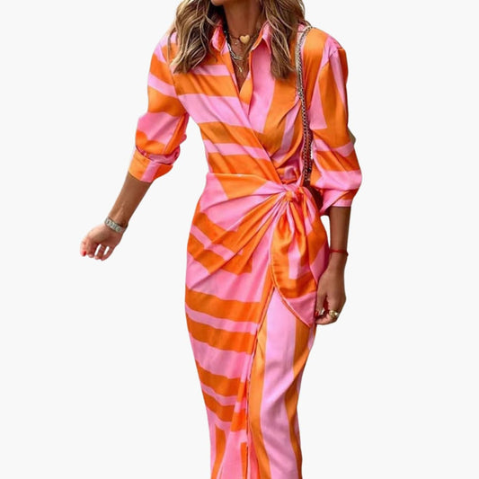 Striped Shirt Dress – Women's Maxi Dress Made of Cotton - Seldom Seen Styles