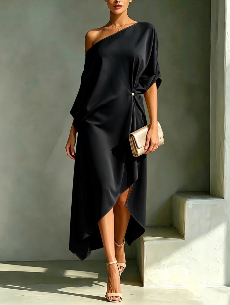 Stylish And Elegant Asymmetrical-hem Dress - Seldom Seen Styles