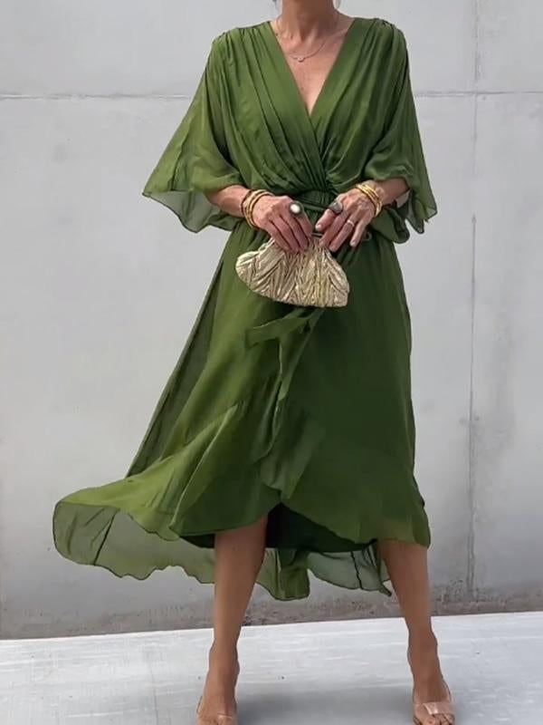 Stylish and elegant V-neck chiffon dress - Seldom Seen Styles