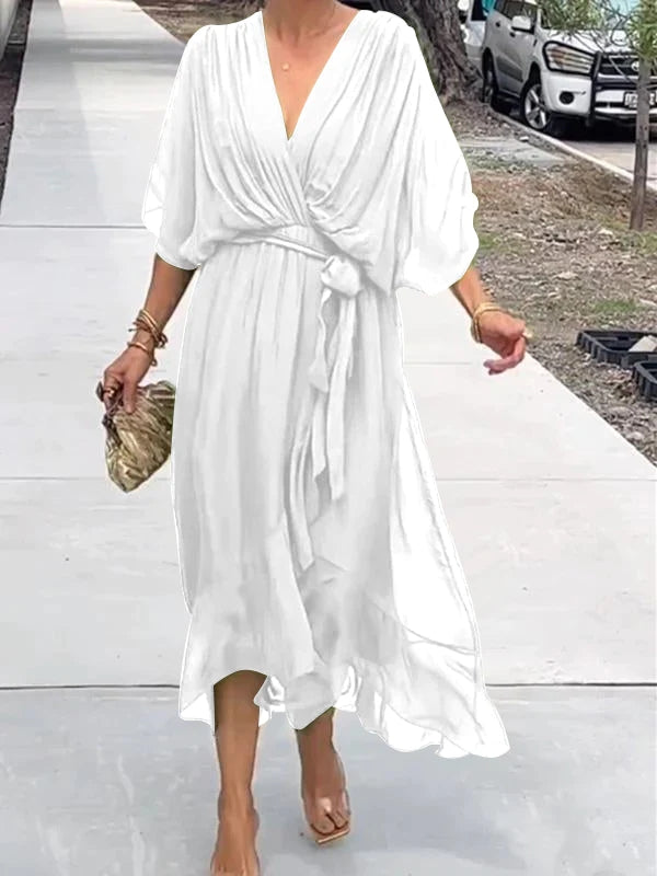 Stylish and elegant V-neck chiffon dress - Seldom Seen Styles