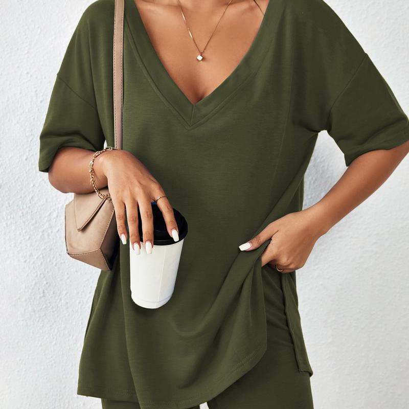 Summer Comfy Women's Loungewear  2 Piece Outfits Tshirt Oversized Short Sleeve Tracksuit Beach Cover Up Shorts Set S-XXL Casual Fabric Breathable Womenswear Loose Matching - Seldom Seen Styles