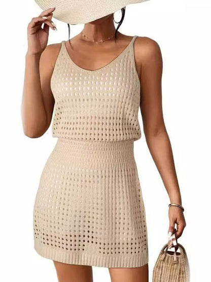 Summer Crochet Hollow Out Knit Beach Bathing Suit Swim Cover Ups Cruise Outfits Vacation Dresses for Women 2025 - Seldom Seen Styles