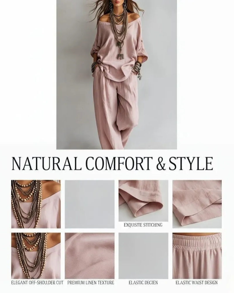 Summer Linen Set Relaxed Fit Top & Wide-Leg Pants Effortless Casual Wear - Seldom Seen Styles
