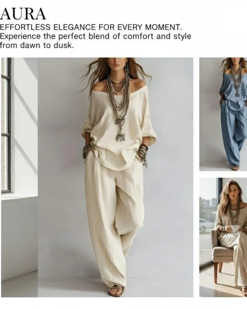 Summer Linen Set Relaxed Fit Top & Wide-Leg Pants Effortless Casual Wear - Seldom Seen Styles