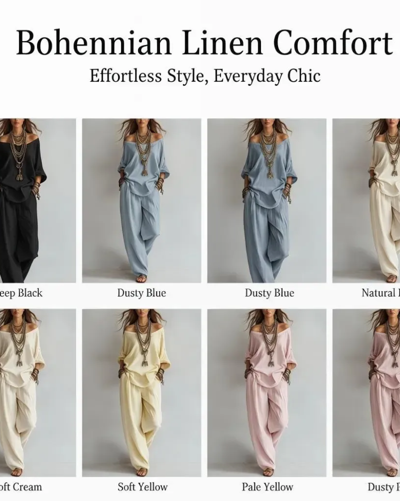 Summer Linen Set Relaxed Fit Top & Wide-Leg Pants Effortless Casual Wear - Seldom Seen Styles
