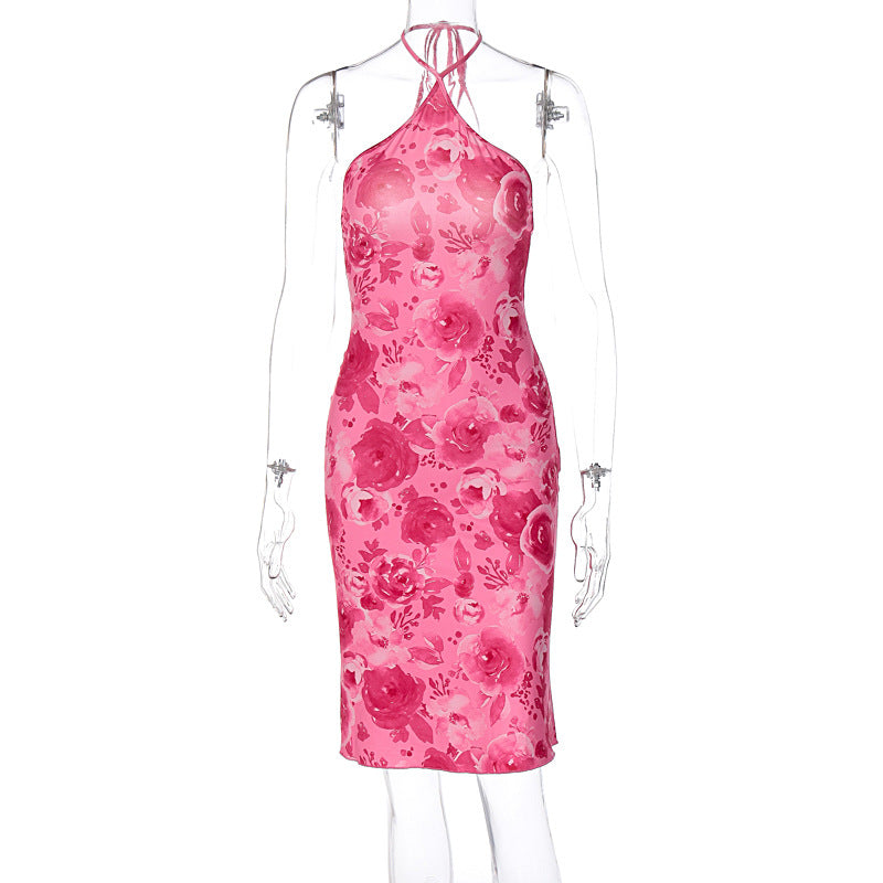 Summer New Women's Halterneck Chest Wrap Fashion Printed Dress Women - Seldom Seen Styles
