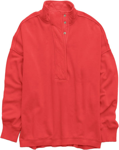 Pull pour femme oversize décontracté à manches longues avec boutons, col Henley, hauts, tenues, vêtements