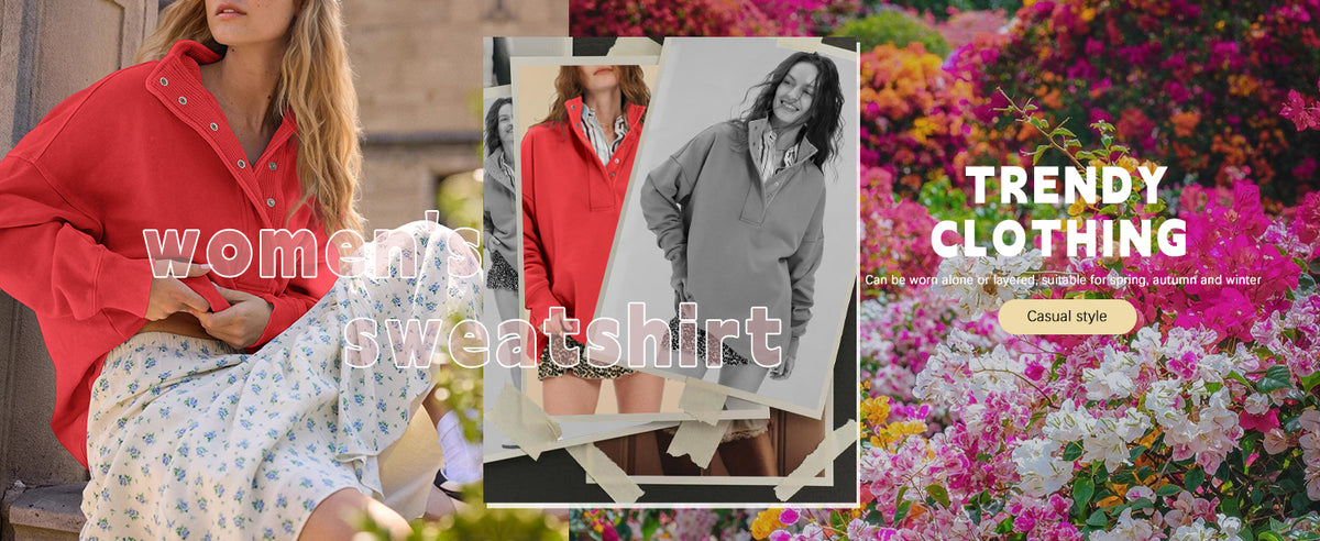 Sweatshirt for Women Oversized Casual Long Sleeve Button Henley Neck Pullover Tops Fashion Outfits Clothes - Seldom Seen Styles