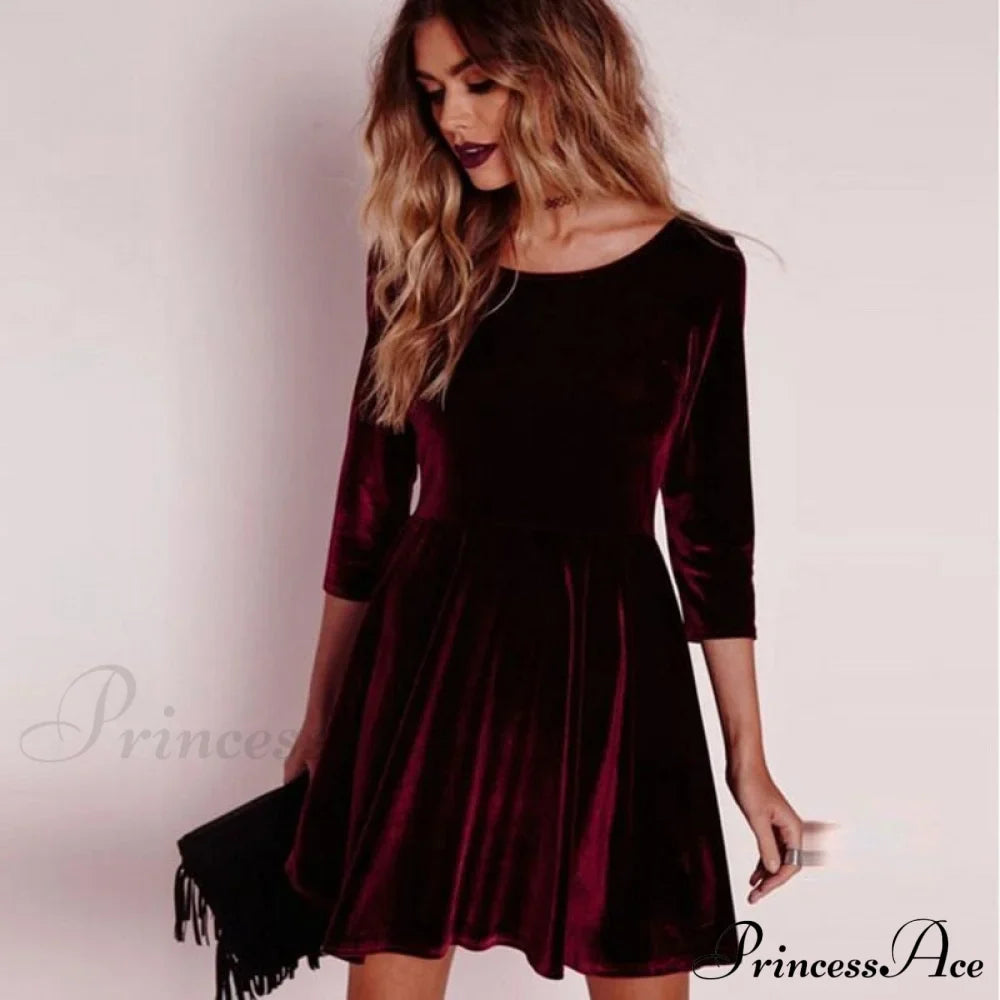 Swing Hem Velvet Dress - Seldom Seen Styles