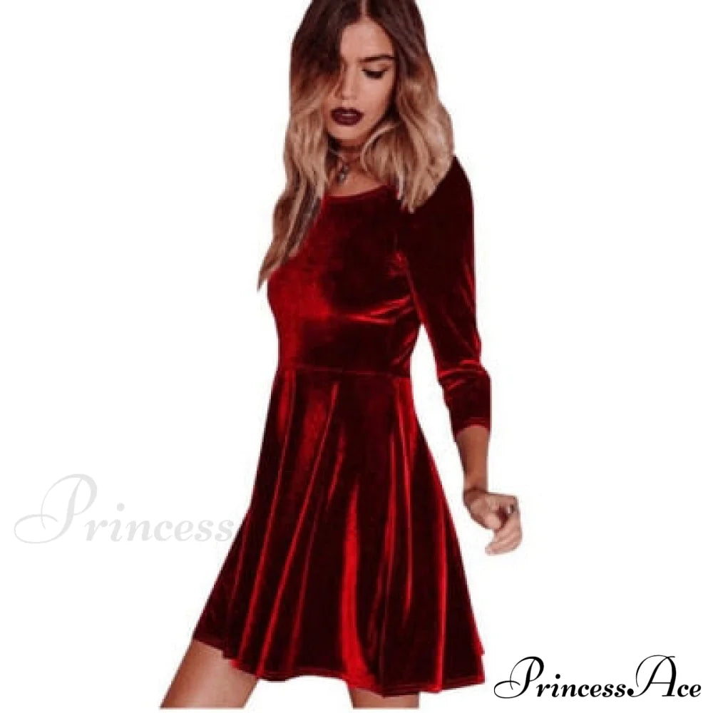 Swing Hem Velvet Dress - Seldom Seen Styles
