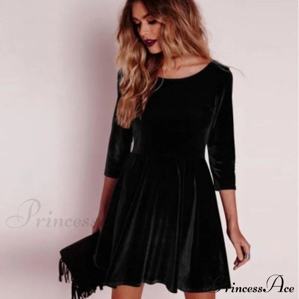 Swing Hem Velvet Dress - Seldom Seen Styles