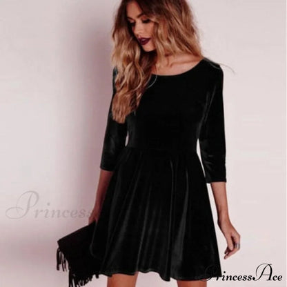 Swing Hem Velvet Dress - Seldom Seen Styles