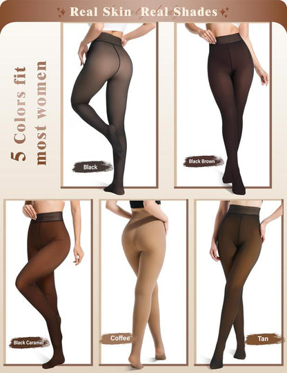 DAS ORIGINAL! Magic Fleece Lined Leggings High Waist Tummy Control Super Soft Winter Comfort Tights in Plus Size & Brown Fur für Freizeit & Outdoor-Aktivitäten