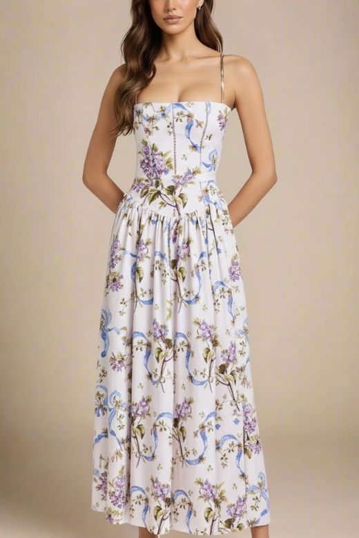 Tasmin Midi Dress - White Floral - Seldom Seen Styles