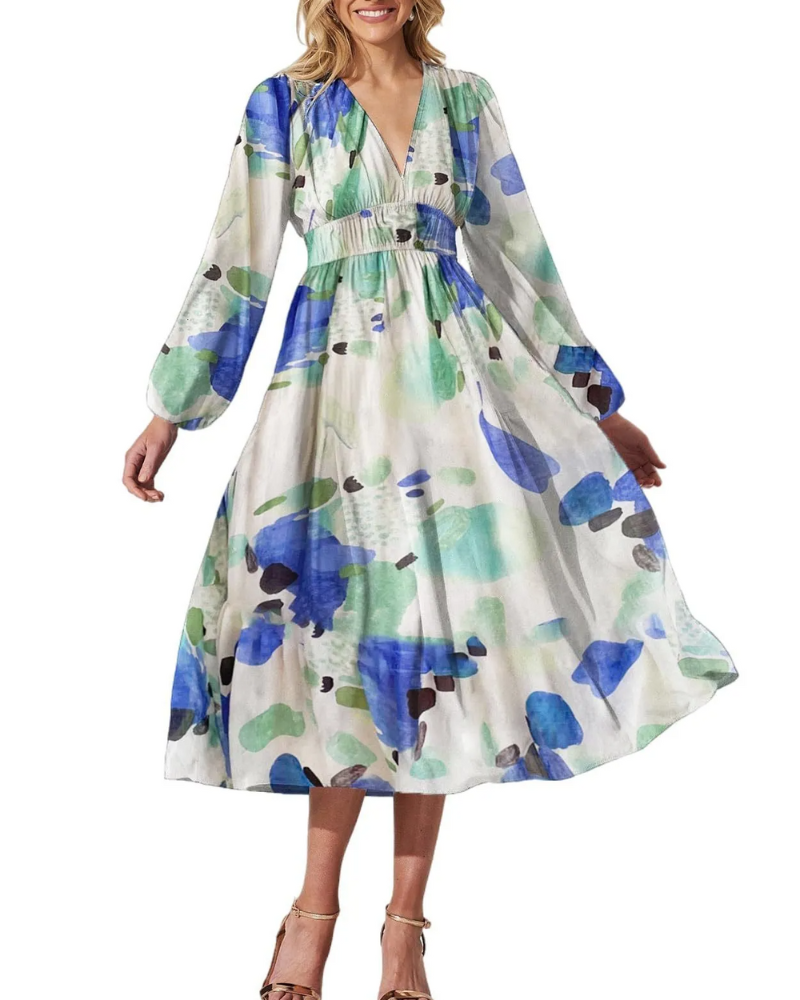 Women's Elegant Floral Maxi Dress - Boho Long Flowy Summer Dress with V-Neck, Lonesleeve Beach Wedding Guest Sundress for Women - Seldom Seen Styles