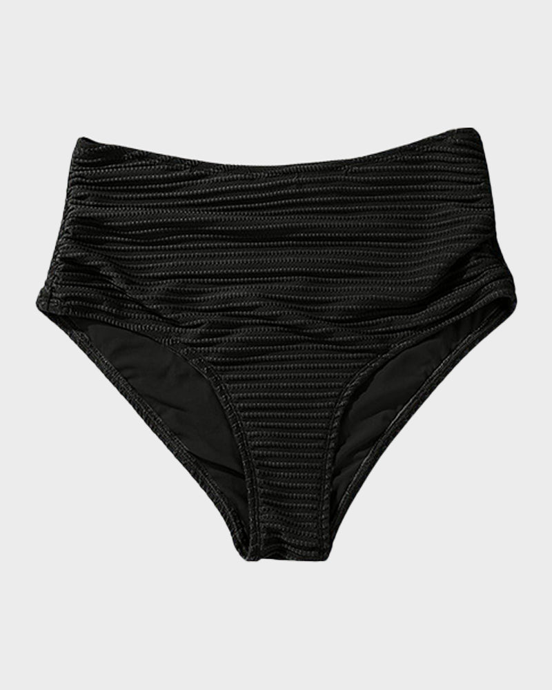 Textured Knot-Front High-Waisted Bikini Set - Seldom Seen Styles