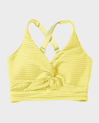 Ensemble bikini taille haute texturé noué sur le devant