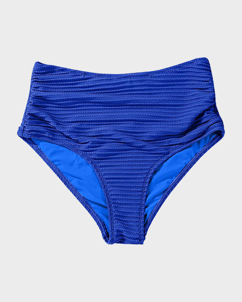 Textured Knot-Front High-Waisted Bikini Set - Seldom Seen Styles