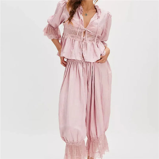 The Sage Lace Ruffle Two-Piece Set