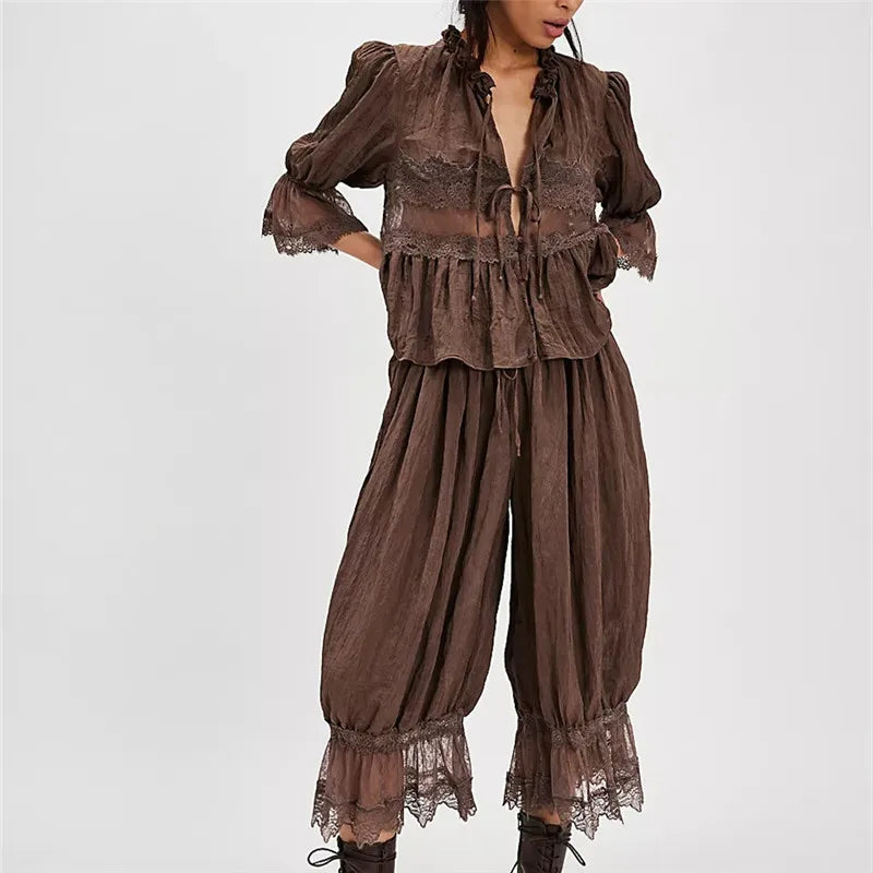 The Sage Lace Ruffle Two-Piece Set - Seldom Seen Styles