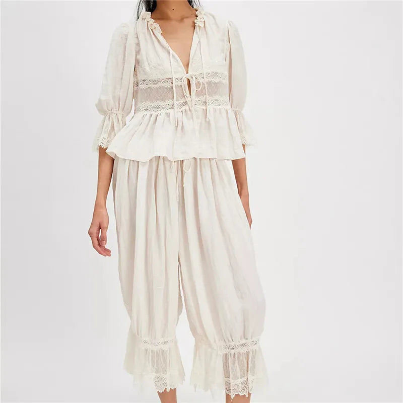 The Sage Lace Ruffle Two-Piece Set - Seldom Seen Styles