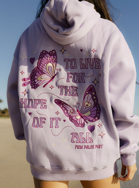 "To Live For the Hope of it All" Hoodie in Lilac - Seldom Seen Styles