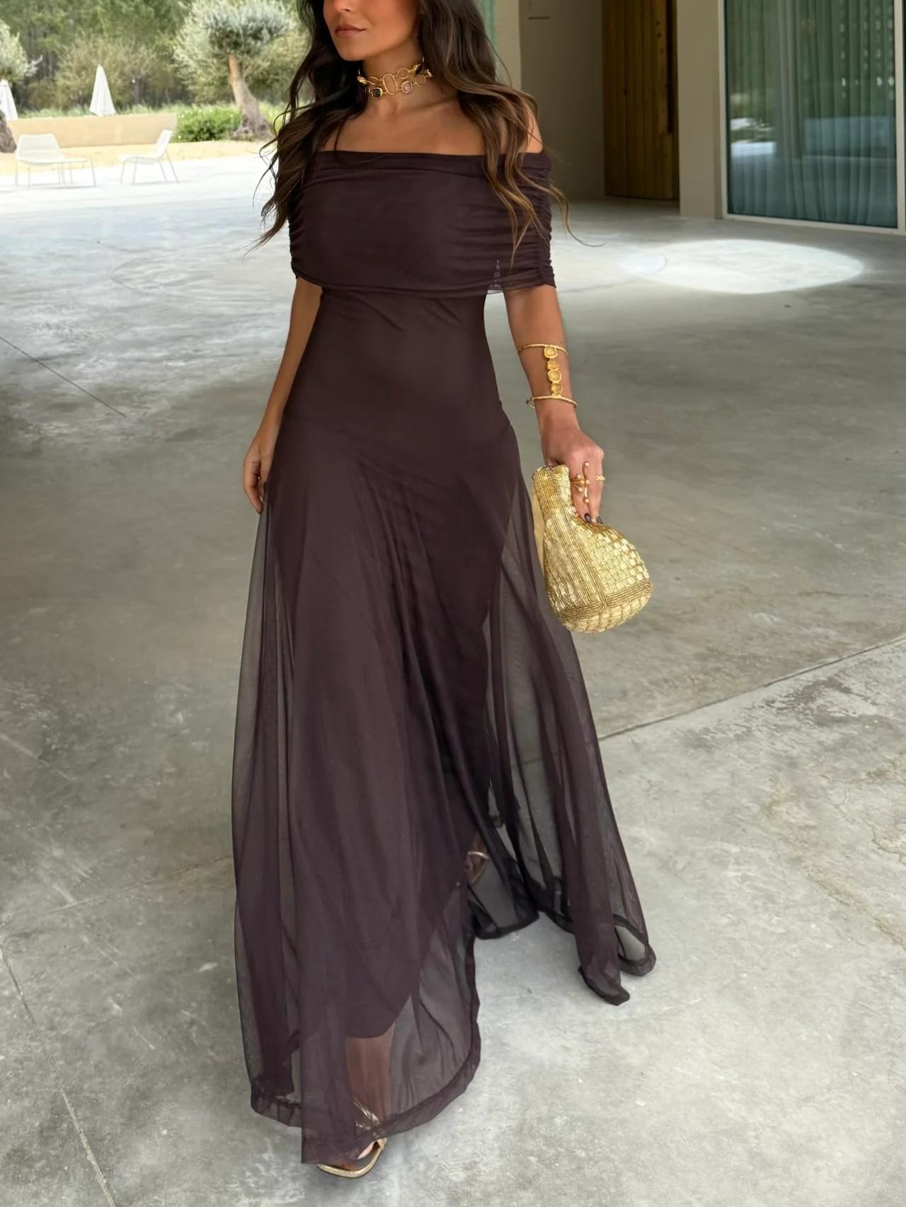 Calerisse | Women’s Off Shoulder Maxi Evening Dress - Seldom Seen Styles