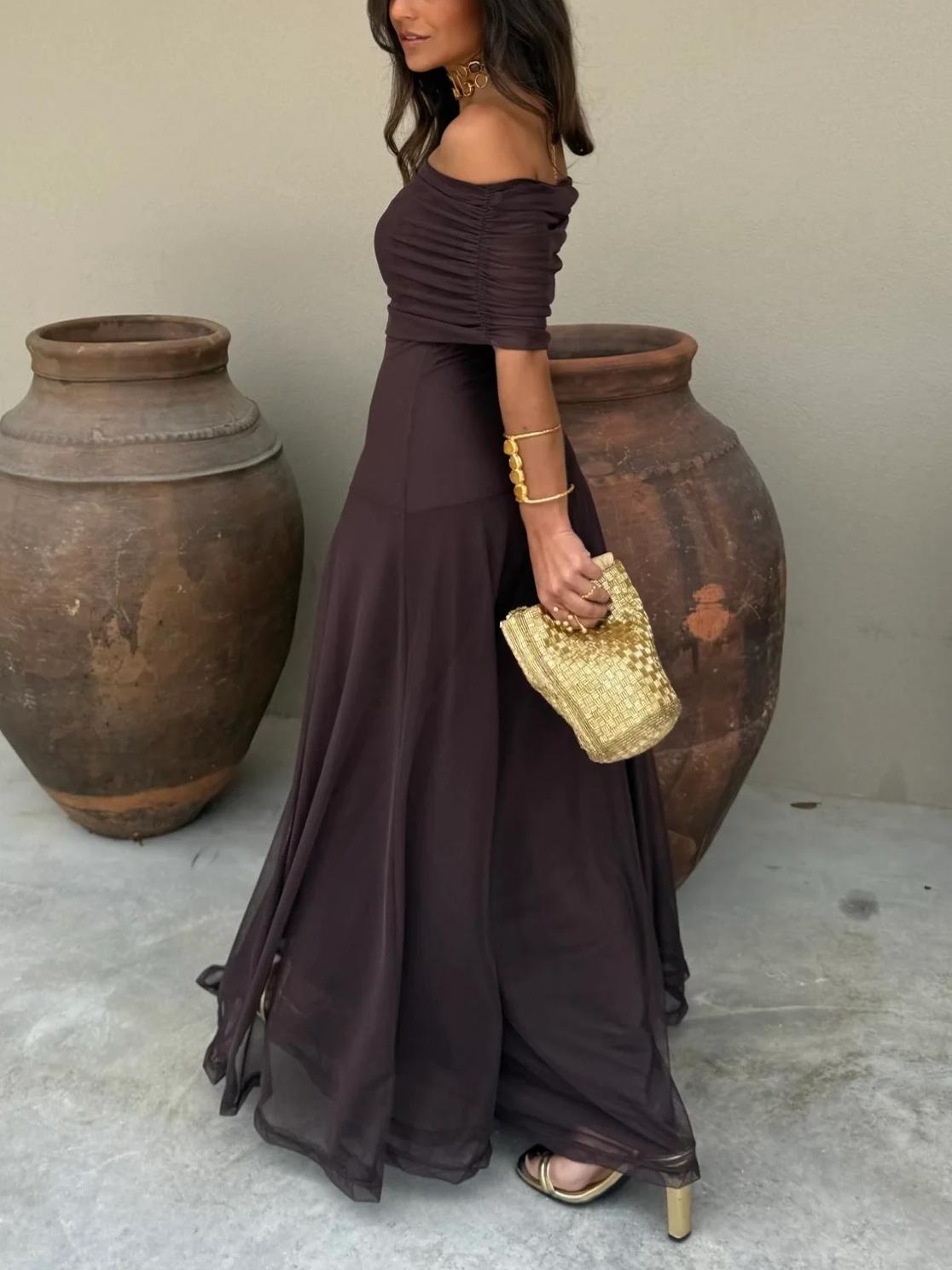 Calerisse | Women’s Off Shoulder Maxi Evening Dress - Seldom Seen Styles