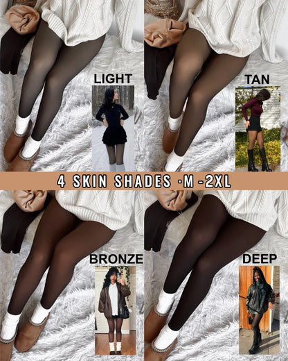 Collant doublé polaire effet translucide