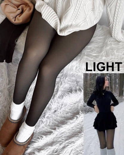 Collant doublé polaire effet translucide