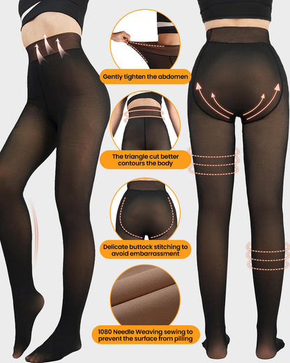 Collant doublé polaire effet translucide