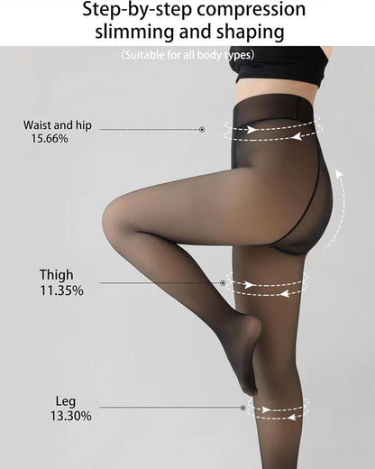 Collant doublé polaire effet translucide