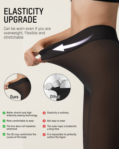 Collant doublé polaire effet translucide