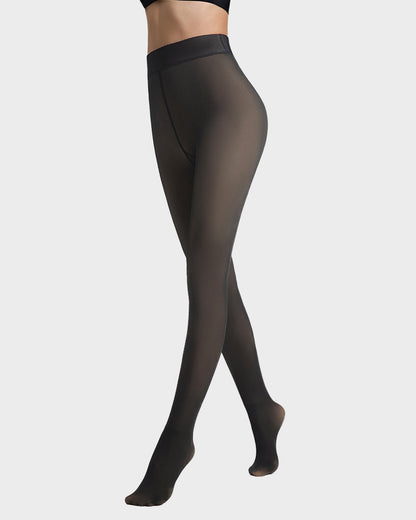 Collant doublé polaire effet translucide