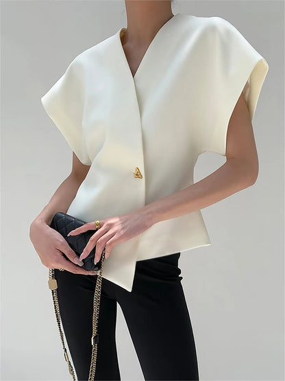 Chemisier boutonné tendance à col en V