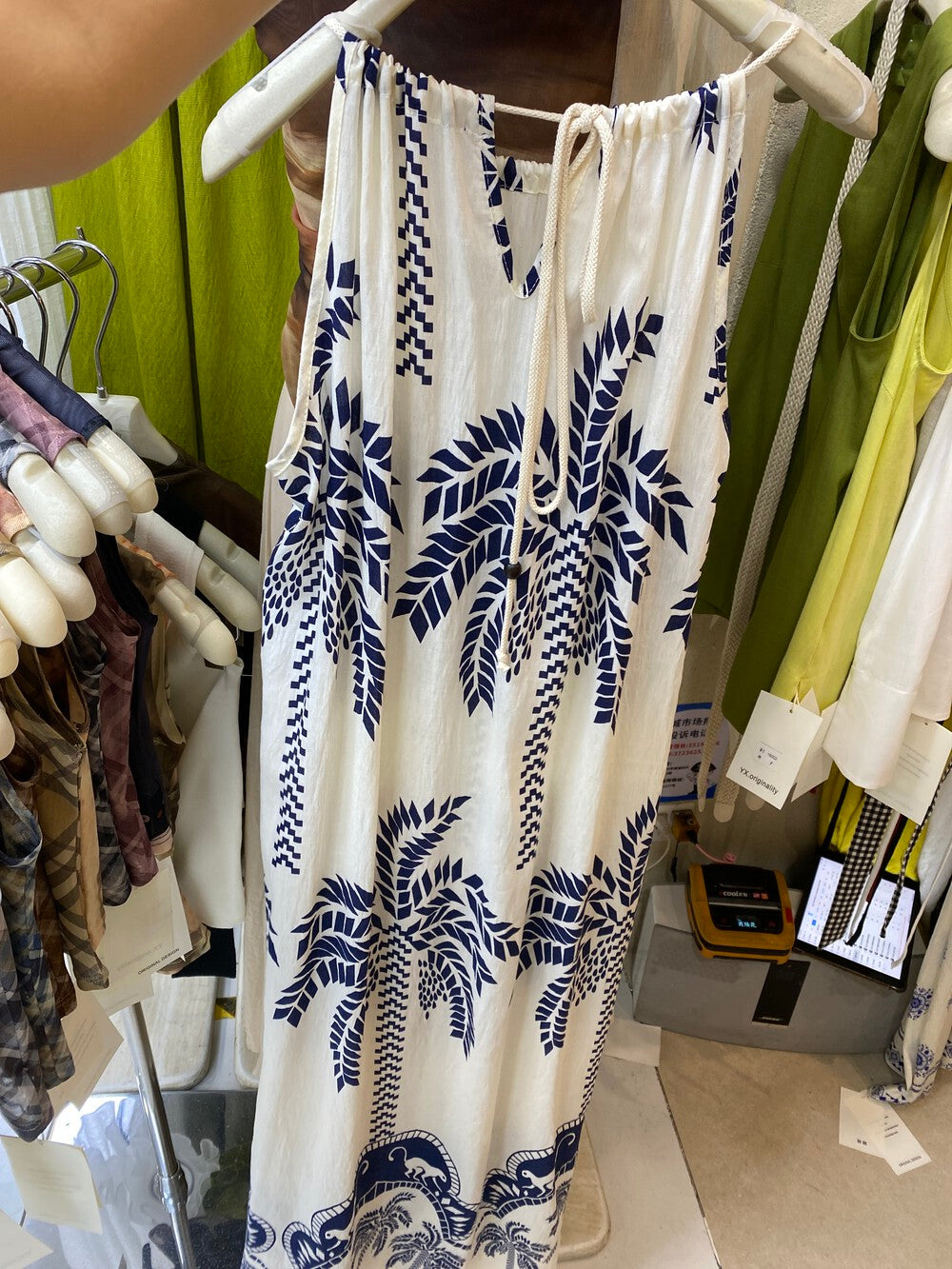 Tropical Palm Tree Print Sleeveless Maxi Dress Halter Neck Tie Boho Summer Beach Dress - Seldom Seen Styles