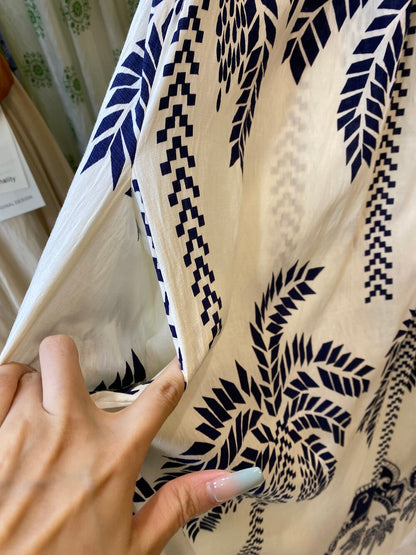 Tropical Palm Tree Print Sleeveless Maxi Dress Halter Neck Tie Boho Summer Beach Dress